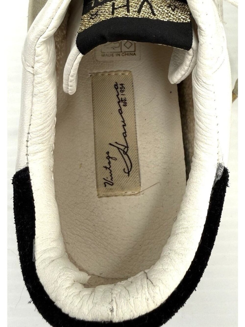 Vintage Havana Gadol Sneakers Womens 5.5 White Gold Star No Tie Leather Slip On - Picture 9 of 13
